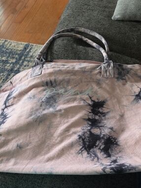 PINK Victoria's Secret Blush Pink Tote with Black Tie-Dye Accents